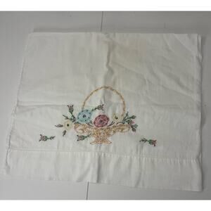 Vintage Floral hand embroidered Standard Pillow Case